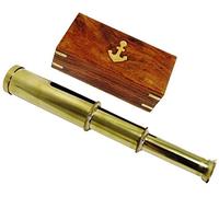 Telescopio portatile in ottone da 22,9 cm, con scatola in legno, stile nautico, vintage, decorazione per la casa