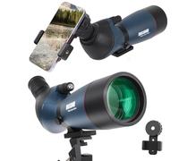Telescopio ultra HD 25 - 75 x 70, doppia messa a fuoco, impermeabile, obiettivo FMC, prisma BAK4 con custodia per il trasporto, treppiede per bersaglio, caccia, bird watching, paesaggi selvatici (blu)