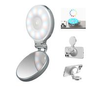 TELESIN 4 in 1 Luce Selfie RGB per iPhone e Android, MagSafe, con Specchio | Magnetica e ricaricabile, rotazione 360°, CCT 2500K-7000K, luce LED per TikTok, vlog, trucco, fotografia e streaming