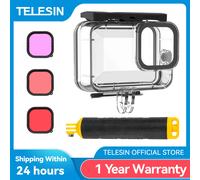 TELESIN Custodia Impermeabile per Gopro Hero 11 HERO 10 Hero 9 Nero, 50 M Subacquea Diving Trasparente Custodia Protettiva Shell con Quick Release Mount per Gopro HERO 11/10/9 Black Action Camera