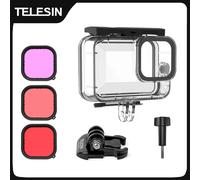 TELESIN Custodia Impermeabile per Gopro Hero 11 HERO 10 Hero 9 Nero, 50 M Subacquea Diving Trasparente Custodia Protettiva Shell con Quick Release Mount per Gopro HERO 11/10/9 Black Action Camera