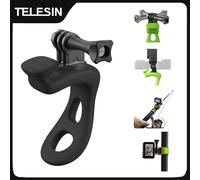 TELESIN Supporto ad anello per manubrio della bici in silicone flessibile multifunzionale per GoPro Hero, Insta360 X4, X3 Ace, DJI e altre action camera (grigio)