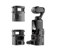TELESIN Adattatore di espansione per DJI Osmo Pocket 3 - Gabbia protettiva Dual Cold Shoe con adattatore rimovibile a doppio artiglio (interruttore anteriore/posteriore) e blocco di sicurezza, per