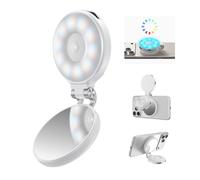 TELESIN Anello luminoso magnetico RGB per selfie 4 in 1 aggiornato con specchio e supporto per telefono, luce di riempimento portatile ricaricabile con clip per iPhone, Samsung, TikTok, Vlogging