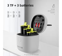 TELESIN Box caricabatterie a 3 slot, impermeabile IP54, con scomparto per scheda TF, include 3 batterie da 1750 mAh per GoPro Hero 11/10/9