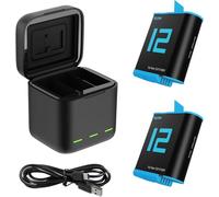 TELESIN Caricabatteria e scatola di immagazzinaggio di batteria tripla a 3 canali con 2 batterie ricaricabili agli ioni di litio per GoPro Hero 12 Hero 11 Hero 10/9 (S0-BCG-04-TGP)