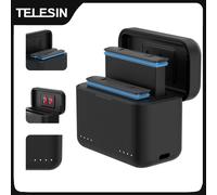 TELESIN Caricabatteria portatile per Insta360 X3 X4 Batteria 2 slot TF Card Scatola caricabatteria di accumulo per Insta 360 X3 X4