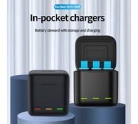 TELESIN Caricabatteria per GoPro Hero 11 10 9 tripla e scatola di immagazzinaggio di batteria con caricabatteria a 3 canali per Gopro Hero 10 9 Black (Caricatore singolo)