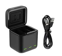 TELESIN - Caricabatterie veloce USB a 3 canali con cavo di tipo C, per GoPro Hero 9, colore nero, completamente compatibile con caricabatterie e batterie originali Go Pro 9, confezione con 2 batterie