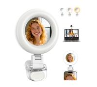 TELESIN Clip-On Luce Selfie, Portatile Luce Selfie per Telefono con Specchio, Ricaricabile e Ruotabile a 360° Light per iPhone/Android, Videoconferenze con Computer, TikTok, Chiamate Zoom, Trucco