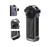 TELESIN Custodia protettiva in lega di alluminio+copriobiettivo in silicone per Insta360 X5, con attacco a slitta e attacco magnetico a sgancio rapido da 1/4 di pollice per accessori per Insta 360 X5