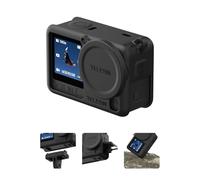 TELESIN Custodia protettiva in silicone per DJI Osmo Action 6, con copriobiettivo e cordino, antigraffio, lavabile, antiscivolo, antipolvere, per action camera DJI Action 6, accessori (nero)