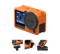 TELESIN Custodia protettiva in silicone per DJI Osmo Action 6, con copriobiettivo e cordino, antiscivolo, antipolvere, antiurto, antigraffio, lavabile, colore: arancione