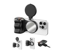 TELESIN Fun Shot Impugnatura Smartphone (Nera) + TELESIN C03 Magnetica Luce per Selfie (Nera) Set, Compatibile con iPhone & Android, per Selfie/Fotografia/TikTok/Chiamate Zoom/Video