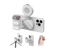 TELESIN Fun Shot Impugnatura Smartphone + TELESIN C03 Magnetica Luce per Selfie (Argento) Set, Compatibile con iPhone & Android, per Selfie/Fotografia/TikTok/Chiamate Zoom/Video
