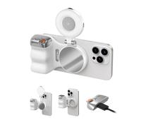 TELESIN Fun Shot Impugnatura Smartphone + TELESIN C03 Magnetica Luce per Selfie (Bianco) Set, Compatibile con iPhone & Android, per Selfie/Fotografia/TikTok/Chiamate Zoom/Video