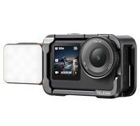 TELESIN Gabbia protettiva in lega di alluminio per DJI Osmo Action 6 con luce di riempimento a LED magnetica, custodia a sgancio rapido, vite da 1/4" e slitta fredda per vlogging e attività all'aperto