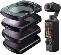TELESIN Kit di montaggio per lenti magnetiche per DJI Osmo Pocket 3, confezione da 4 filtri CPL ND16 ND64 ND256 a densità neutra polarizzante HD ultra sottile Corning Glass Lens Protector Kit per