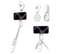 TELESIN Mini Magnetico Bastone Selfie Treppiede + C03 Luce Selfie Magnetica, Bastone Selfie con Telecomando Zoom Bluetooth, Compatibile con per iPhone/Android, per TikTok,Video,Viaggi,Live Streaming