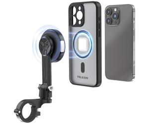 TELESIN° per iPhone 15 Pro Max Supporto magnetico per telefono da moto, con smorzatore di vibrazioni e fibbia in metallo adatto con manubrio per da 25&28 mm