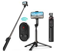 TELESIN Selfie Stick con telecomando per GoPro Hero 11 10 9 8 Max,prolunga per selfie in alluminio con clip per telefono treppiede Telecomando senza fili Bluetooth per iPhone Android Action Camera