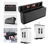 TELESIN Set di Batterie e Caricabatterie Tascabile Durevole per GoPro Hero 12/11/10/9, Ricarica Rapida, Prestazioni in Climi Freddi, 3 Slot, Indicatore della Batteria (Caricabatterie + 2 Batterie)