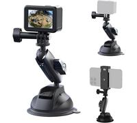 TELESIN Supporto a Ventosa 360° per Action Cam e Smartphone, Auto | Per GoPro Hero 13-5, DJI Osmo Action 6 5 Pro/4/3, Insta360, iPhone e Android, regolabile a 360° per auto e parabrezza