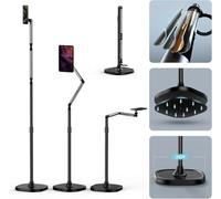 TELESIN ° Supporto magnetico da pavimento per tablet e telefono, in lega di alluminio, supporto per registrazione video, supporto per telefono da letto/divano, regolabile in altezza, base ultra