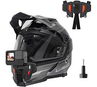 TELESIN Supporto per Casco Moto Mento per GoPro Hero 13/12/11/10/9/8/7/6/5/4, DJI Osmo 360 Action 5 Pro Action 4/3, Insta360, Silicone Antiscivolo, Facile da Installare, Action cam di Azione Accessori