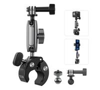 TELESIN Supporto per Moto/Bicicletta per GoPro, Supporto per DJI Osmo Action 5 Pro 4 3 Osmo Pocket 3 GoPro Hero 13 12 11 10 9 8 Insta360 X3 X4, Con testa a sfera doppia a 360° e adattatore da 1/4-20mm