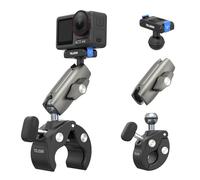 TELESIN Supporto Super Clamp Supporto per bici/moto per DJI Osmo 360/Action 5 Pro/4/3/Pocket 3 | Clip magnetiche Dual-Lock | Testa a sfera con rotazione a 360° | Adatto a manubri da 9-38 mm
