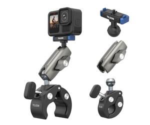 TELESIN Supporto super morsetto | Supporto manubrio bicicletta per Hero 13 | Design magnetico con forte effetto ventosa | Testa a sfera girevole a 360° | Adatto per manubrio da 9 a 38 mm per