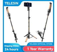 TELESIN Trekshot Bastone da Escursionismo e Selfie Stick in Fibra di Carbonio con Telecomando, Treppiede per Smartphone e Action Camera
