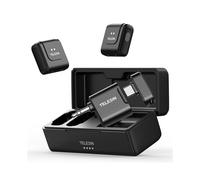 TELESIN Wireless Lavalier Microphone with Charging Case, One-Click Noise Reduction 32KHz for Video Recording