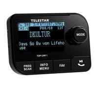 TELESTAR TOP CAR 1 - Adattatore DAB+ per autoradio (trasmettitore FM, uscita Line-Out, Bluetooth 5.0, slot microSD, display da 2,3″, supporto a ventosa) - Nero