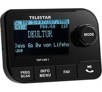 TELESTAR TOP CAR 1 - Adattatore DAB+ per autoradio (trasmettitore FM, uscita Line-Out, Bluetooth 5.0, slot microSD, display da 2,3″, supporto a ventosa) - Nero