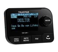 TELESTAR TOP CAR 1 - Adattatore DAB+ per autoradio (trasmettitore FM, uscita Line-Out, Bluetooth 5.0, slot microSD, display da 2,3″, supporto a ventosa) - Nero
