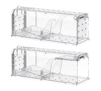 Teletrogy Trappole per Topi Vivi Piccoli- 2PCS Trappola Topi da Interno Esterno Riutilizzabile, Alta Sensibilità, Gabbia Ratti Amica Degli Animali per Cucina Giardino Casa Soffitta Garage, Trasparente