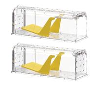 Teletrogy Trappole per Topi Vivi Piccoli-2PCS Trappola Topi da Interno Esterno Riutilizzabile, Alta Sensibilità, Gabbia Ratti Amica Degli Animali per Cucina Giardino Casa Soffitta Garage,Pedali Gialli