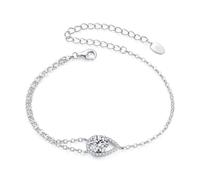 Teleye Braccialetto da donna in argento Sterling 925 con moissanite a goccia da 1 ct
