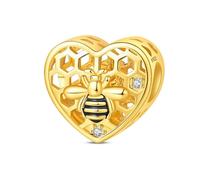 Teleye Charm a forma di cuore placcato in argento a nido d'ape per la creazione di