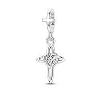 Teleye Ciondolo a forma di cuore con nodo celtico placcato argento, squisito ciondolo decorativo compatibile con braccialetti classici