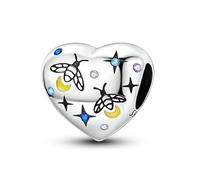 Teleye Ciondolo a forma di cuore placcato argento con lucciola per la creazione di