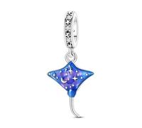 Teleye Ciondolo a forma di manta che si illumina al buio, placcato argento, squisito ciondolo decorativo compatibile con braccialetti classici