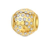 Teleye Ciondolo a forma di sfera a nido d'ape placcato argento per la realizzazione di braccialetti