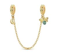 Teleye Ciondolo placcato argento a forma di lucciola, luna, stella, catena di sicurezza, per la realizzazione di braccialetti