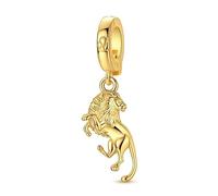 Teleye Ciondolo placcato argento con chiusura universale Leo in oro, squisita perla decorativa compatibile con braccialetti classici