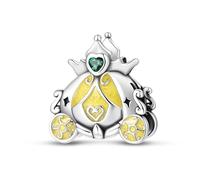 Teleye Fairy Tale Kingdom - Ciondolo a forma di carrozza a forma di zucca, placcato argento, squisito ciondolo decorativo compatibile con braccialetti classici