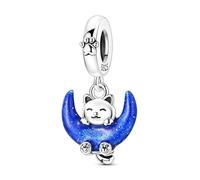 Teleye Fascino con ciondolo Glow-in-the-Dark Cat Moon, ciondolo per braccialetto con perline, adatto per bracciali da 3 mm-4,5 mm