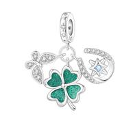 Teleye Lucky Butterfly Clover Star Horseshoe Charm, Charm Bracciale con Perline, Adatto per Bracciali 3mm-4,5mm